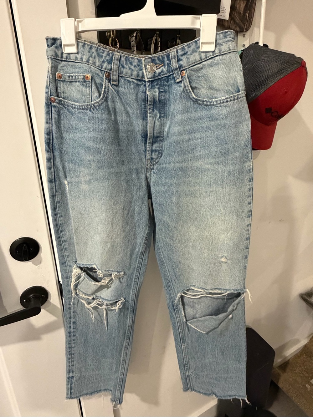 Zara Light Blue Distressed Relaxed Jeans